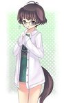  akizuki_ryou androgynous animal_ears antenna_hair bad_id bad_pixiv_id bottomless brown_eyes collared_shirt dog_ears dog_tail dogboy glasses idolmaster idolmaster_dearly_stars male_focus otoko_no_ko shirt solo tail teu_(navy) 