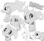  ? ambiguous_gender fire greyscale happy legendary_pok&eacute;mon monochrome multiple_images nintendo pok&eacute;mon reshiram sad sunibee tears video_games 