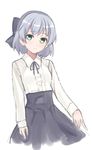 alternate_costume bow commentary_request goji_(five_clock) green_eyes hair_bow looking_at_viewer meme_attire sanya_v_litvyak short_hair silver_hair simple_background sketch solo strike_witches virgin_killer_outfit white_background world_witches_series 