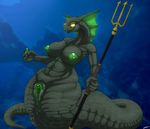  anthro anus big_breasts bioluminescence breasts chubby female gaping gaping_pussy glowing glowing_eyes hi_res lamia masturbation melee_weapon naga open_mouth polearm pussy pussy_juice scales sea_serpent slit_pupils solo spear trident underwater voluptuous water weapon wet_pussy wide_hips yellow_eyes zevex 