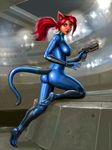  2013 3:4 animal_humanoid breasts cat_humanoid clothed clothing felid felid_humanoid feline feline_humanoid female gun hair holding_gun holding_object holding_ranged_weapon holding_weapon humanoid mammal mammal_humanoid metroid nintendo ponytail ranged_weapon sirtiefling solo weapon zero_suit 
