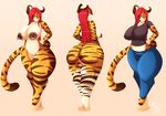  2015 anthro areola big_breasts big_butt breasts butt erect_nipples feline female mammal nipple_piercing nipples nude piercing pussy solo tiger tiger1001 