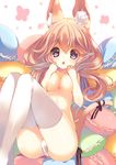  animal_ear_fluff animal_ears blush borrowed_character breasts cat_ears cat_tail chestnut_mouth cleavage commentary covering covering_breasts fang food heart heart-shaped_pupils knees_up long_hair macaron medium_breasts no_bra orange_hair original p19 panties pantyshot pink_hair purple_eyes ribbon solo symbol-shaped_pupils tail tail_ribbon thighhighs topless underwear underwear_only white_legwear white_panties 