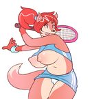  big_breasts breasts camel_toe canine clothed clothing female fox fur hair hear_(artist) mammal orange_fur panties red_hair solo tennis underwear wardrobe_malfunction wristband 