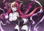  absurdres ahoge black_gloves breasts cleavage elbow_gloves gloves happy hera_(p&amp;d) highres horns huge_filesize jewelry karory large_breasts multicolored_hair necklace non-web_source puzzle_&amp;_dragons red_hair tail thighhighs wings 