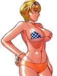  american_flag_bikini bikini bikini_top blonde_hair blue_eyes breasts flag_print highres large_breasts nokaze_koyama short_hair solo sunglasses swimsuit 