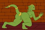  anthro anus bent_over big_butt breasts butt female green_skin hair jewelry lihzahrd lizard noiverus nude pussy reptile scalie tentacle_hair tentacles terraria 