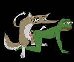  all_fours ambiguous_gender amphibian balls brown_fur canine doggystyle foxxors_(artist) frog from_behind fur male male/male mammal no_hands penis pepe_(character) sad sex wofl_(character) wolf 