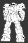  artist_request gradient gradient_background gundam gundam_side_story:_from_place_beyond_the_blaze mecha monochrome no_humans zaku 