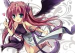  absurdres barefoot blue_eyes bracelet chaos_venus_(p&amp;d) happy heart highres huge_filesize jewelry karory long_hair no_bra non-web_source pink_hair puzzle_&amp;_dragons solo venus_(p&amp;d) wings 