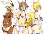  :d animal_ears apron ass bikini blonde_hair blue_legwear blush breasts cleavage dark_skin dated fellatio_gesture fox_ears fox_tail gloves guilty_gear guilty_gear_xrd headgear heart kantai_collection large_breasts long_hair looking_at_viewer medium_breasts multiple_girls multiple_tails mutsu_(kantai_collection) navel nipples open_mouth oral_simulation ramlethal_valentine rib:y(uhki) short_hair simple_background small_breasts smile swimsuit tail thighhighs tongue tongue_out touhou twitter_username white_background white_gloves white_hair yakumo_ran 