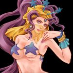  black_background blue_eyes bracelet earrings finger_to_mouth forehead_jewel headdress jewelry jojo_no_kimyou_na_bouken lipstick makeup midler nail_polish pasties purple_hair purple_nails slinkyui solo star_pasties stardust_crusaders upper_body veil wrist_cuffs 