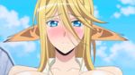 1girl animated animated_gif blonde_hair blue_eyes blush breasts centorea_shianus huge_breasts long_hair monster_girl monster_musume_no_iru_nichijou solo standing 