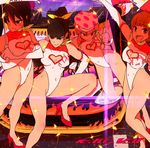  cleavage_cutout highleg highres jakuzure_nonon kill_la_kill kiryuuin_satsuki leotard mankanshoku_mako matoi_ryuuko moke-re-mubenbe multiple_girls race_queen 