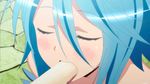  animated animated_gif blue_hair blush eyes_closed food harpy ice_cream monster_girl monster_musume_no_iru_nichijou papi_(monster_musume) sexually_suggestive solo sucking 