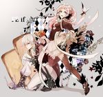  1girl blue_eyes brown_hair butler copyright_name felicia_(fire_emblem_if) fire_emblem fire_emblem_if food iriya_(lonesome) joker_(fire_emblem_if) long_hair maid smile white_hair 