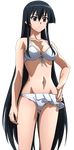  akame akame_ga_kill! ass_visible_through_thighs bangs bikini black_hair breasts extraction hand_on_hip long_hair medium_breasts red_eyes swimsuit toned transparent_background white_bikini 