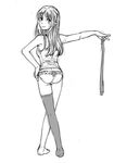  ass crossed_legs cuvie from_behind full_body greyscale long_hair looking_at_viewer monochrome original panties single_thighhigh sketch solo standing tank_top thighhighs thighhighs_removed underwear watson_cross 