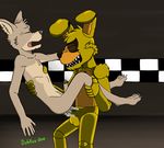  animatronic anthro balls canine cum cum_inside facial_hair five_nights_at_freddy&#039;s five_nights_at_freddy&#039;s_4 foxblaster.dae fur glowing lagomorph machine male male/male mammal mechanical open_mouth penis rabbit robot springtrap_(fnaf) video_games wolf 