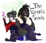  alternate_species anthro black_nails black_sclera blue_clothing blue_nose blue_pawpads breasts cieldoberman colored_nails ear_piercing ear_ring felid furrification group humanoid khajiit lapis_lazuli_(steven_universe) mammal orc pawpads piercing red_clothing ring the_elder_scrolls video_games white_clothing yellow_eyes 