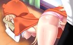  1girl absurdres ass blonde_hair blush breasts censored cum cum_in_pussy doggystyle doma_umaru hetero highres himouto!_umaru-chan hood large_breasts long_hair nase nipples panties panties_aside penis pink_panties pussy sex solo_focus tears top-down_bottom-up trembling underwear vaginal wince 