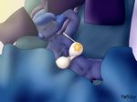  bed blanket blue_hair bra clothing friendship_is_magic hair holliday_(artist) horn my_little_pony pillow princess_luna_(mlp) purple_hair pussy sleeping underwear vigina 