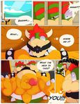  anus arms_tied ball_gag balls bound bowser bowser_jr. comic digital_media_(artwork) duo english_text flaccid gag humanoid_penis koopa male male/male mario_bros nintendo nude penis redemption3445 retracted_foreskin scalie sleeping speech_bubble spread_legs spreading text uncut video_games waking_up worried 