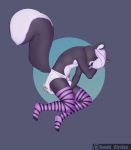 anthro biped character_request diaper feces feet fur hair humanoid_feet male mammal mephitid messy_diaper scat signature simple_background skunk smallcircles soiling solo 