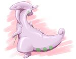  abstract_background ambiguous_gender angry chubby feral goodra green_eyes hi_res kajinchu nintendo open_mouth pok&eacute;mon simple_background solo video_games 