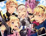  3girls blonde_hair book brother_and_sister brothers camilla_(fire_emblem_if) closed_eyes elise_(fire_emblem_if) female_my_unit_(fire_emblem_if) fire_emblem fire_emblem_if hair_over_one_eye hair_ribbon hairband leon_(fire_emblem_if) long_hair marks_(fire_emblem_if) multiple_boys multiple_girls my_unit_(fire_emblem_if) one_eye_closed photo_(object) purple_eyes purple_hair red_eyes ribbon siblings sisters tobari_(brokenxxx) 