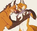  breasts canine female fox grabbing ilgrigio male male/female mammal nipples one_eye_closed presenting tongue wolf yellow_eyes 