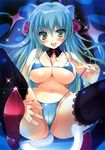  animal_humanoid big_breasts blue_hair breasts cat cat_humanoid clothed clothing clothng eyeshadow feline furry_tail green_eyes hair happy horny humanoid karory long_hair looking_at_viewer makeup mammal open_mouth pussy shy smile spread_legs spreading tongue 