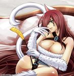  animal_humanoid big_breasts blackrabbit0626 breasts cat cat_humanoid feline furry_tail green_eyes hair happy human humanoid invalid_tag katarina league_of_legends long_hair looking_at_viewer mammal one_eye_closed red_hair smile spikes video_games weapon 