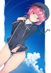  bad_id bad_pixiv_id bottomless coin_rand commentary_request genderswap genderswap_(ftm) hat kantai_collection male_focus otoko_no_ko pink_eyes pink_hair shirt_tug solo thigh_gap wind wind_lift z3_max_schultz_(kantai_collection) 