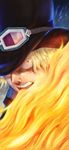  blonde_hair fire gloves goggles goggles_on_hat gradient gradient_background hat male_focus one_piece sabo_(one_piece) scar solo top_hat 