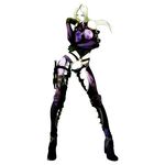  bangs bare_shoulders blonde_hair blue_eyes bodysuit boots breasts contrapposto elbow_gloves fujisawa_tomio full_body gloves high_heel_boots high_heels holster large_breasts long_hair long_legs lowres nina_williams official_art parted_bangs ponytail solo standing tekken tekken_tag_tournament_2 thigh_holster white_background 