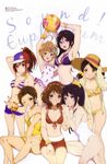  animedia artist_request ball beachball bikini black_hair blue_eyes breasts brown_eyes brown_hair cleavage glasses green_eyes hair_ornament hairclip hat hibike!_euphonium highres katou_hazuki kawashima_sapphire kousaka_reina long_hair multiple_girls nakagawa_natsuki official_art ogasawara_haruka oumae_kumiko ponytail purple_eyes short_hair swimsuit tanaka_asuka 