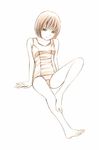  barefoot feet monochrome one-piece_swimsuit original sitting sketch soles solo swimsuit toes traditional_media yoshitomi_akihito 