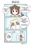  1girl 2_fuel_4_ammo_11_steel 3koma admiral_(kantai_collection) antenna_hair brown_eyes brown_hair chair comic commentary door double_bun english gloves kantai_collection naka_(kantai_collection) rexlent school_uniform serafuku translated 