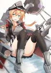  bad_id bad_pixiv_id blonde_hair gloves hair_ornament hat highres kantai_collection long_hair machinery older panties peaked_cap prinz_eugen_(kantai_collection) sitting solo sy-l-via twintails underwear uniform white_panties 