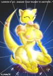  abra allannocte areolas breasts fan_service female glowing glowing_pussy hands_on_knees kneeling lights nintendo nipples pok&eacute;mon shine smile sparkles text video_games 