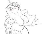  anthro big_breasts blush breasts chest_tuft equine friendship_is_magic fur glo-in-the-dark hands_behind_head horn invalid_tag mammal my_little_pony nipples nude one_eye_closed princess_luna_(mlp) simple_background smile solo tuft unicorn winged_unicorn wings wink 