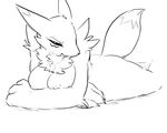  anthro breasts digimon female glo-in-the-dark looking_at_viewer lying nipples nude on_front renamon simple_background solo 