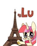  2015 book bottle eiffel_tower equine eyewear female friendship_is_magic glasses horn joycall3 mammal moondancer_(mlp) my_little_pony paris purple_eyes solo unicorn 