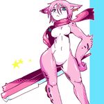  blonde_hair cat feline female fur hair kemono mammal pink_fur pink_hair scarf short_hair solo 黒井もやもや 