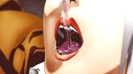  1girl animated animated_gif drinking female gif highres kangoku_gakuen lipstick makeup open_mouth prison_school red_lipstick screencap shiraki_meiko solo swallow swallowing water zoom 