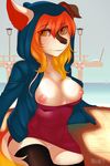  beach breasts female flash flashing furry orange_hair outdoors public solo 