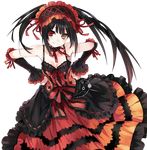  bare_shoulders black_hair clock_eyes date_a_live dress extraction hairband heterochromia lolita_fashion lolita_hairband long_hair looking_at_viewer red_eyes smile solo symbol-shaped_pupils tokisaki_kurumi transparent_background yellow_eyes 