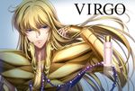  androgynous armor beads blonde_hair blue_eyes bottle full_armor long_hair male_focus perfume_bottle prayer_beads saint_seiya solo virgo_shaka yonakaforever 