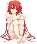  bandages elfen_lied extraction long_hair lucy red_eyes red_hair solo transparent_background 